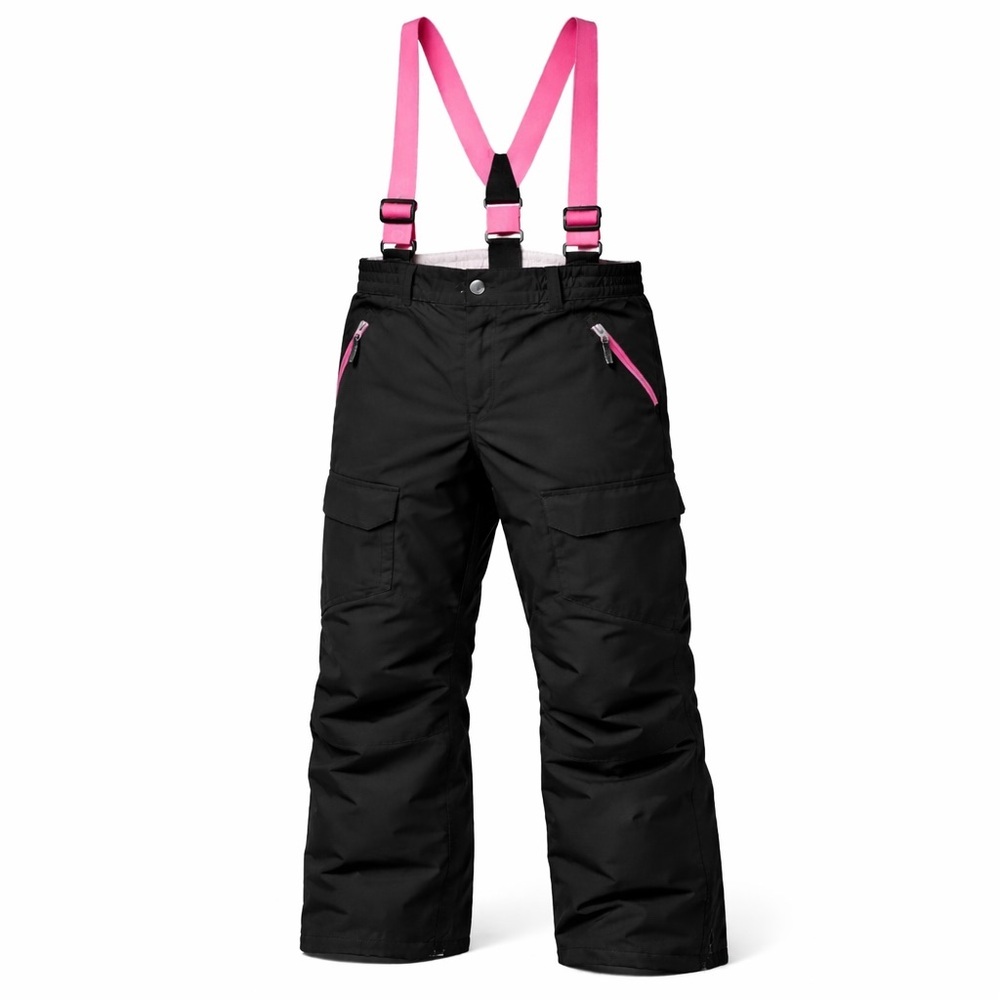 Gerry Girls Black Snow/Ski Pants with Pink Adjustable Suspenders